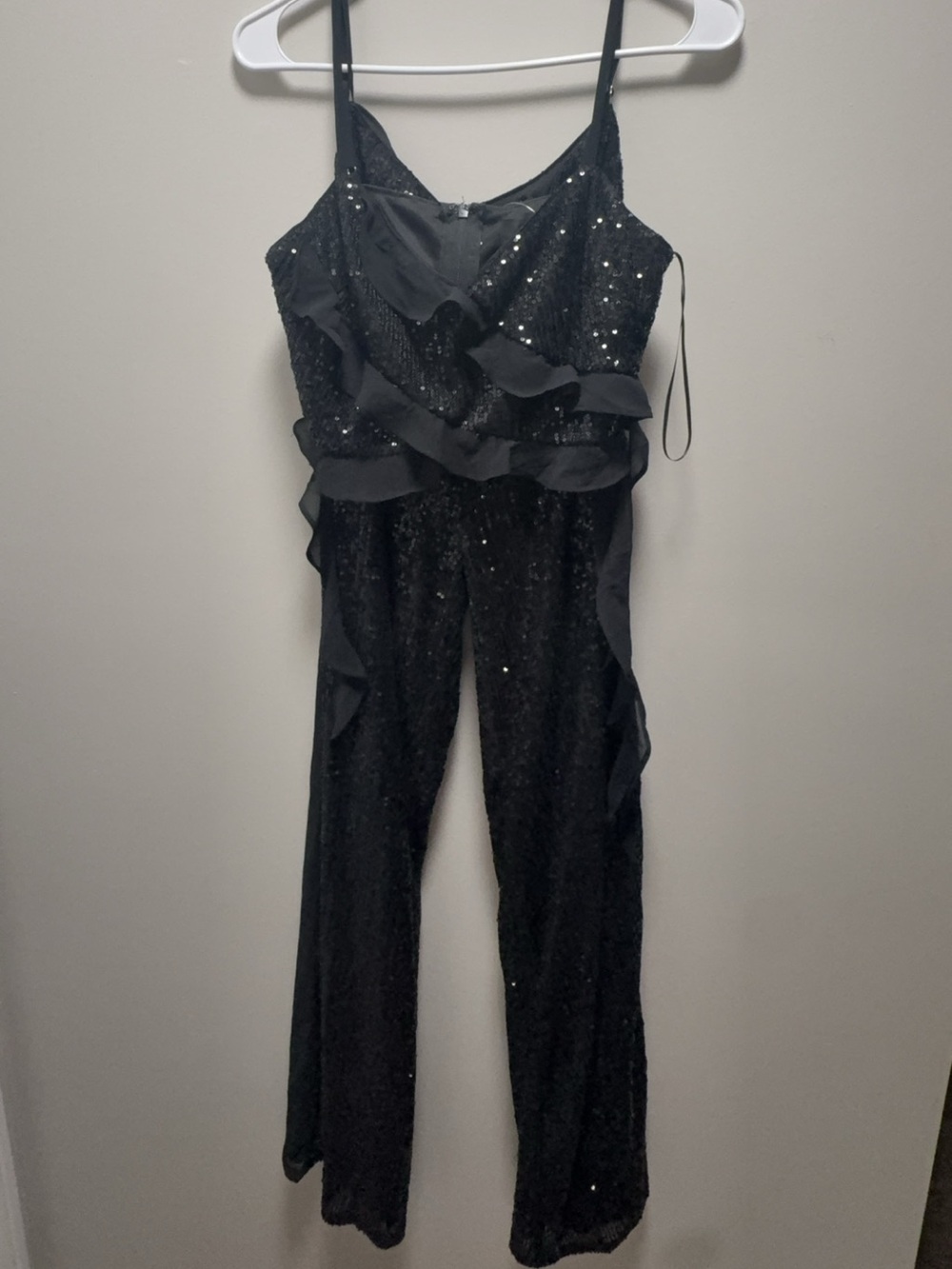 Forever 21 Black Sequin Ruffle Jumpsuit